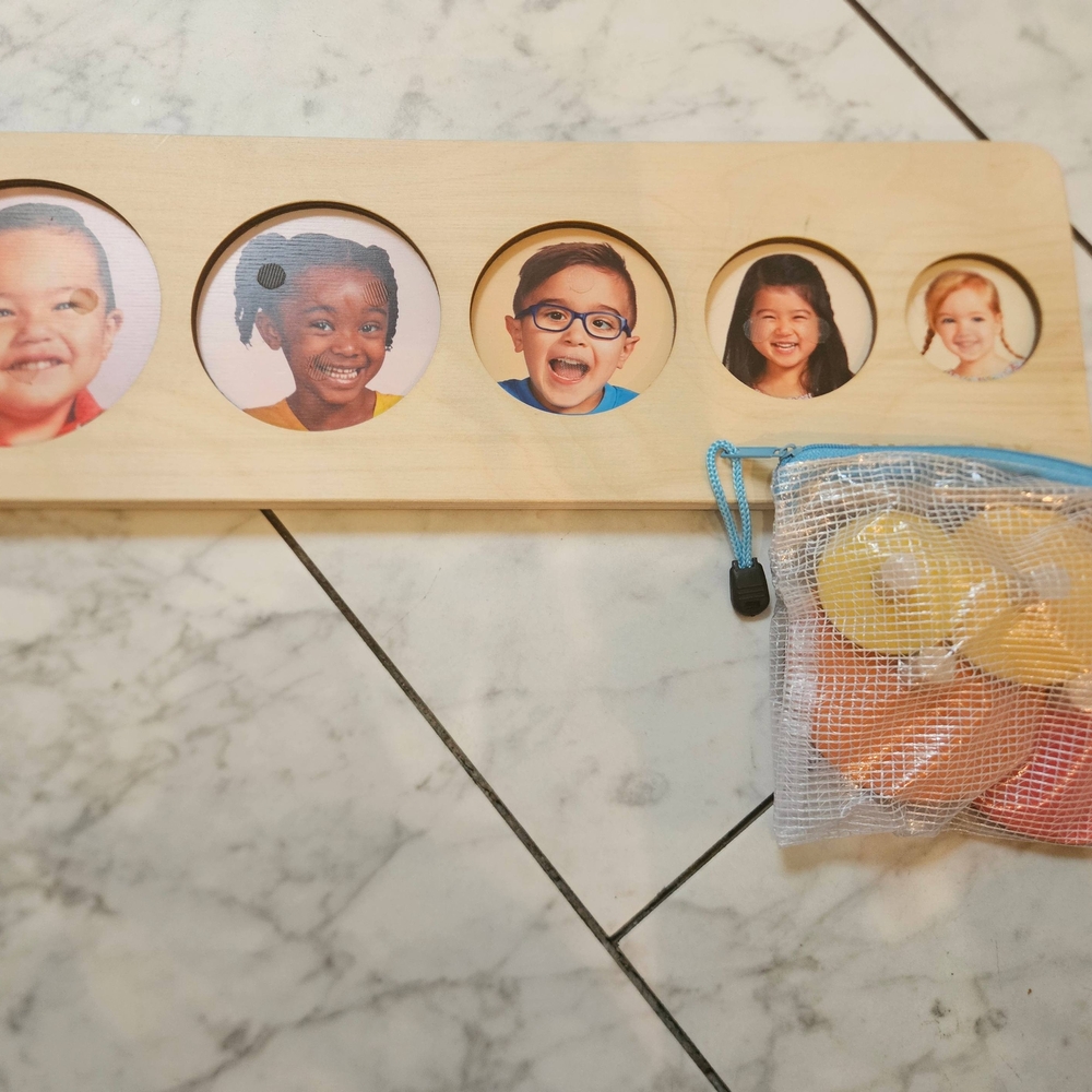 Wooden Circle Puzzle Board with Colorful Discs - Unbranded